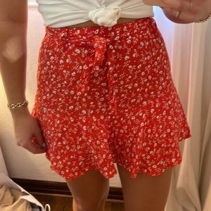 Zara printed red mini skirt